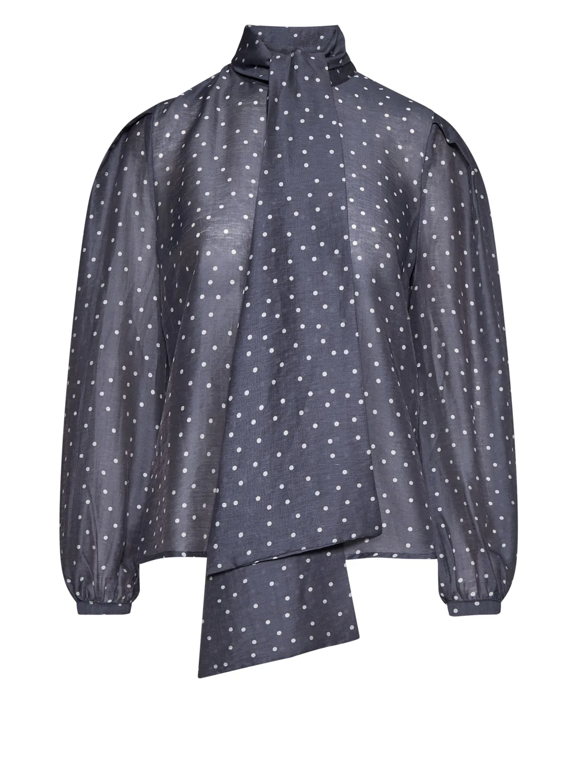 Top with micro-polka dot pattern and architectural design