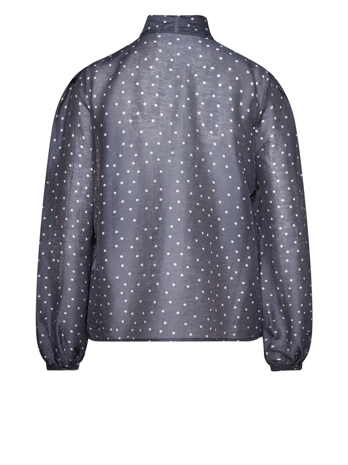 Top with micro-polka dot pattern and architectural design