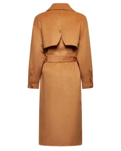 Trench coat with flap and belt