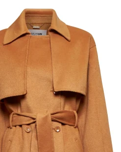 Trench coat with flap and belt