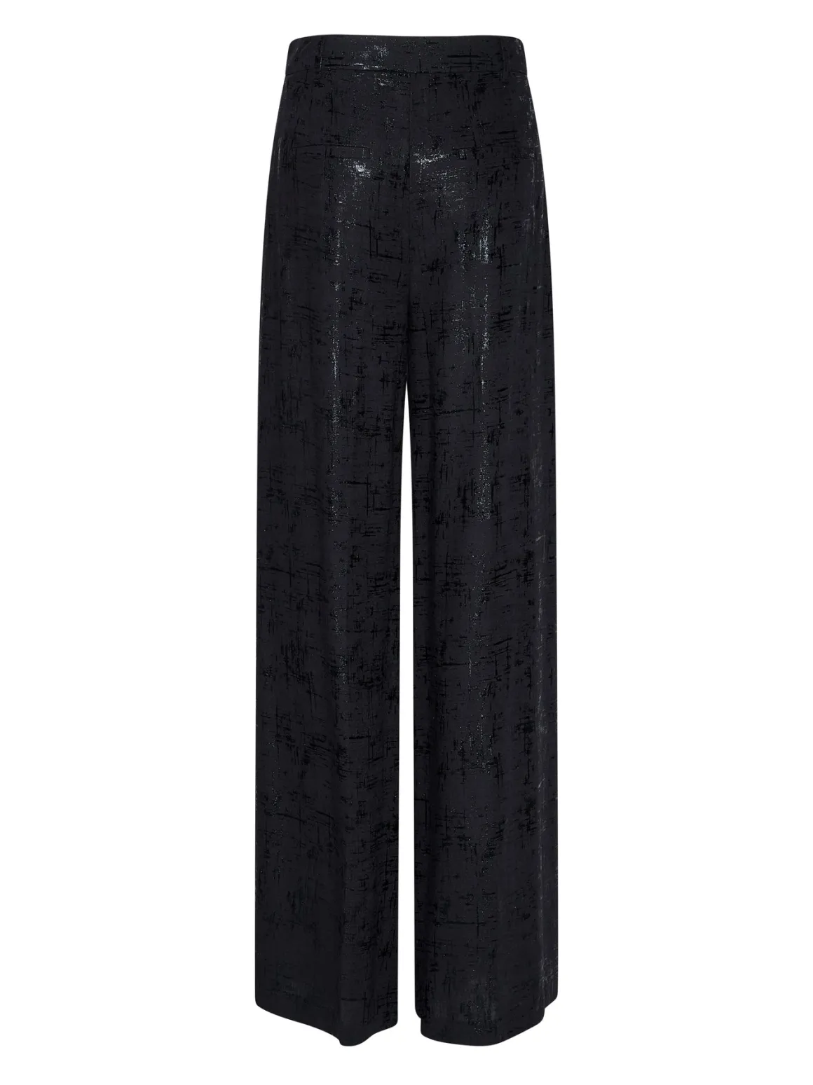 Trousers with a bright finish and fluid line