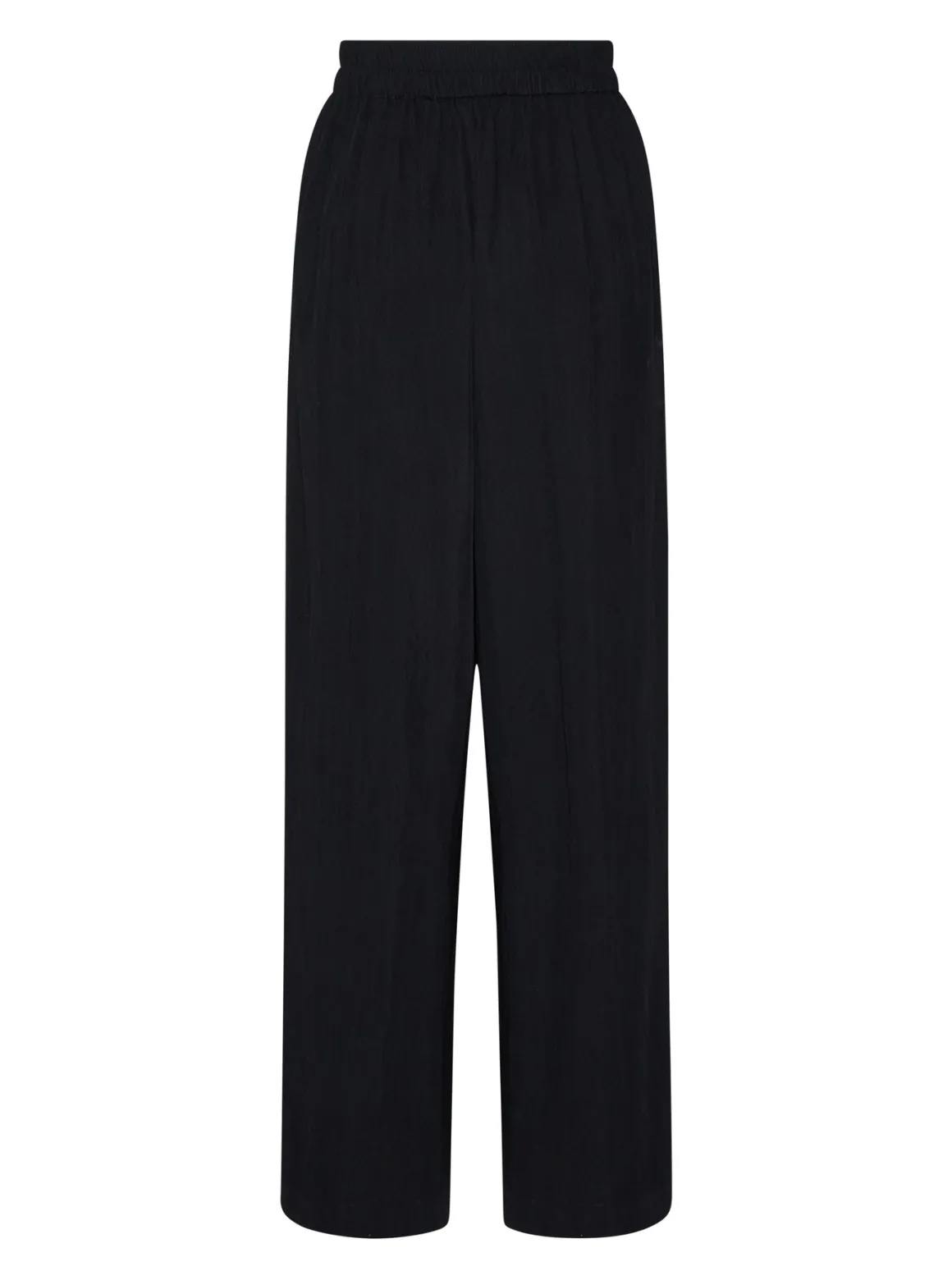 Trousers with elasticated waist and fluid line