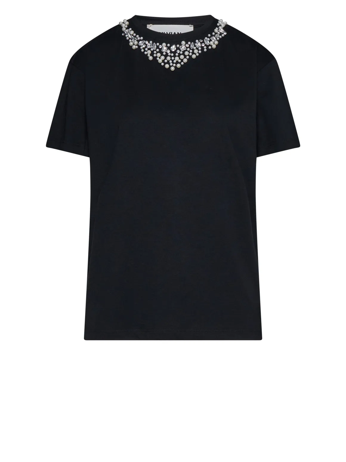 T-shirt with jewel neckline and refined design