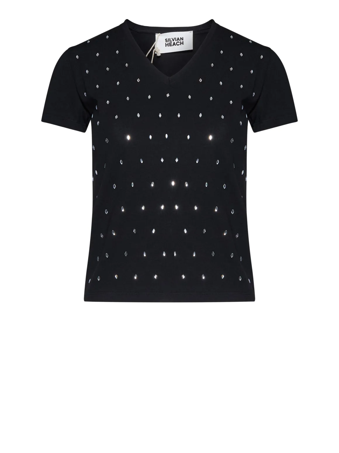 T-shirt with V-neck and bright micro decorations