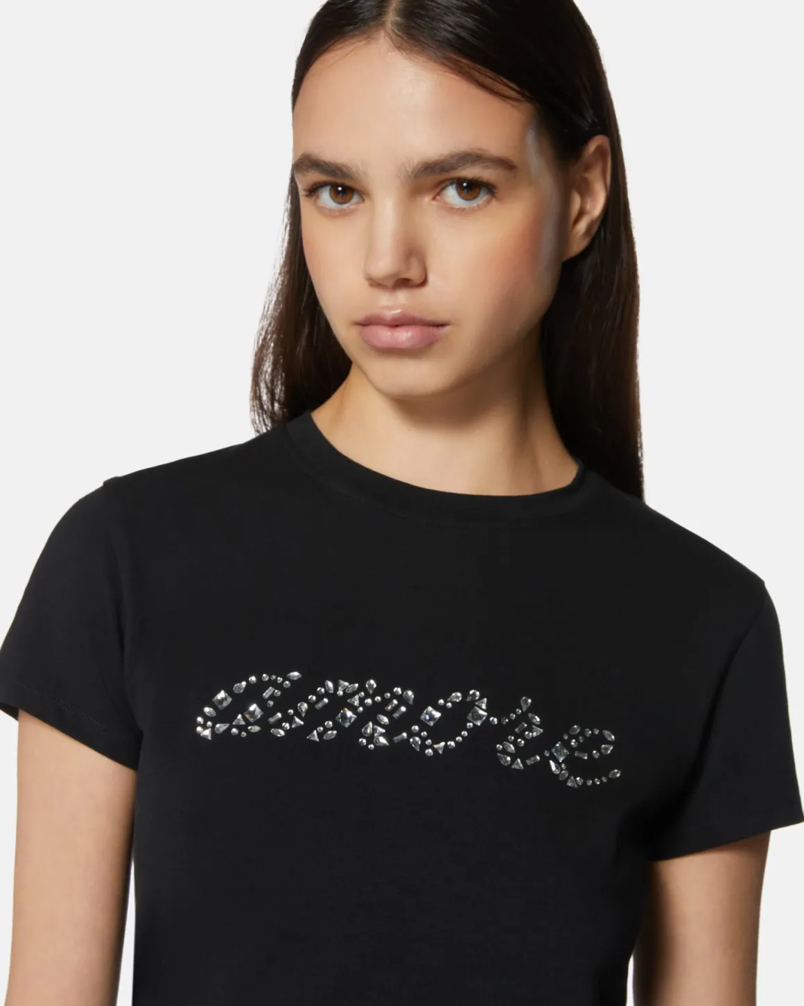 T-shirt with writing love in rhinestones