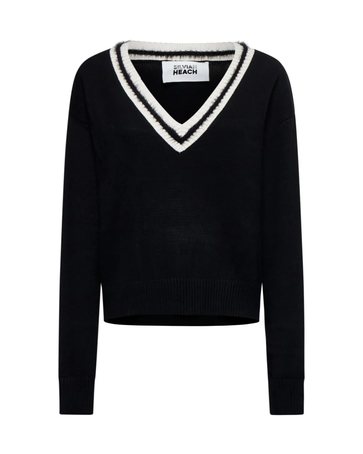 V-neck sweater with contrasting trims