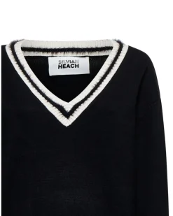 V-neck sweater with contrasting trims