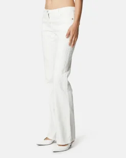 White embroidered jeans with straight leg