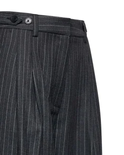 Wide trousers with thin stripes