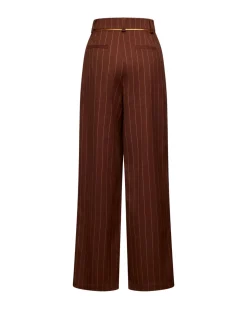 Wide trousers with vertical stripes