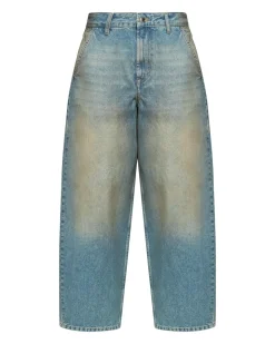Wide-fit faded jeans